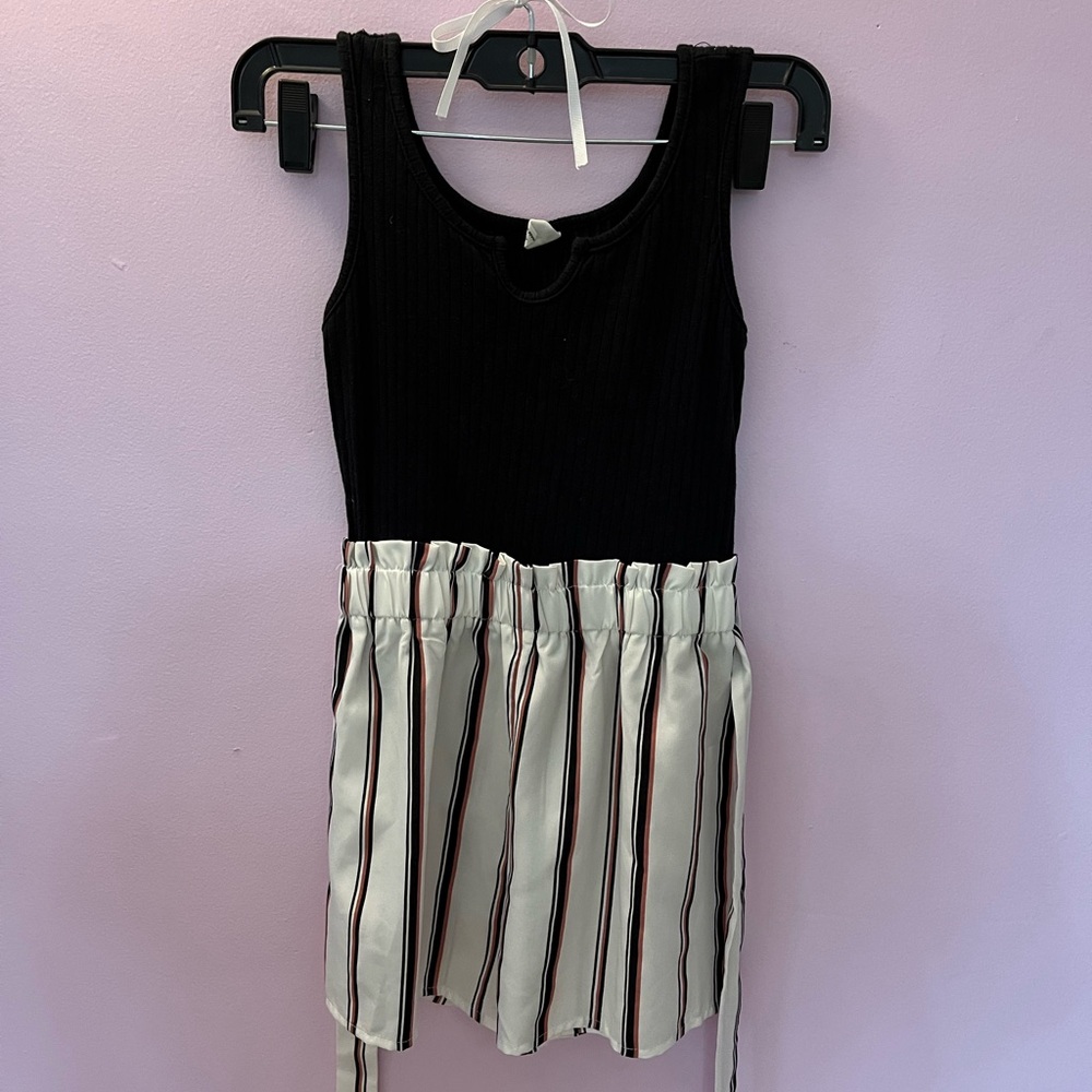 SHEIN Black and White Striped Kids Dress